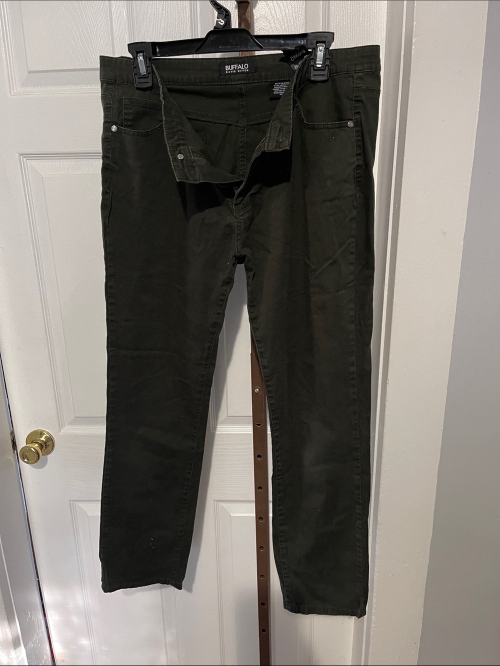 Buffalo David Bitton Olive Green Straight Slim Jeans
